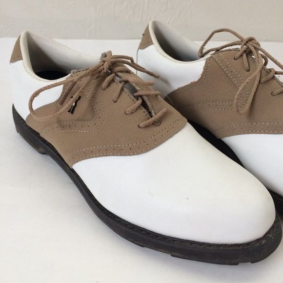 Lady Fairway Golf Cleats In White And Brown Size 8 - Picture 2 of 9